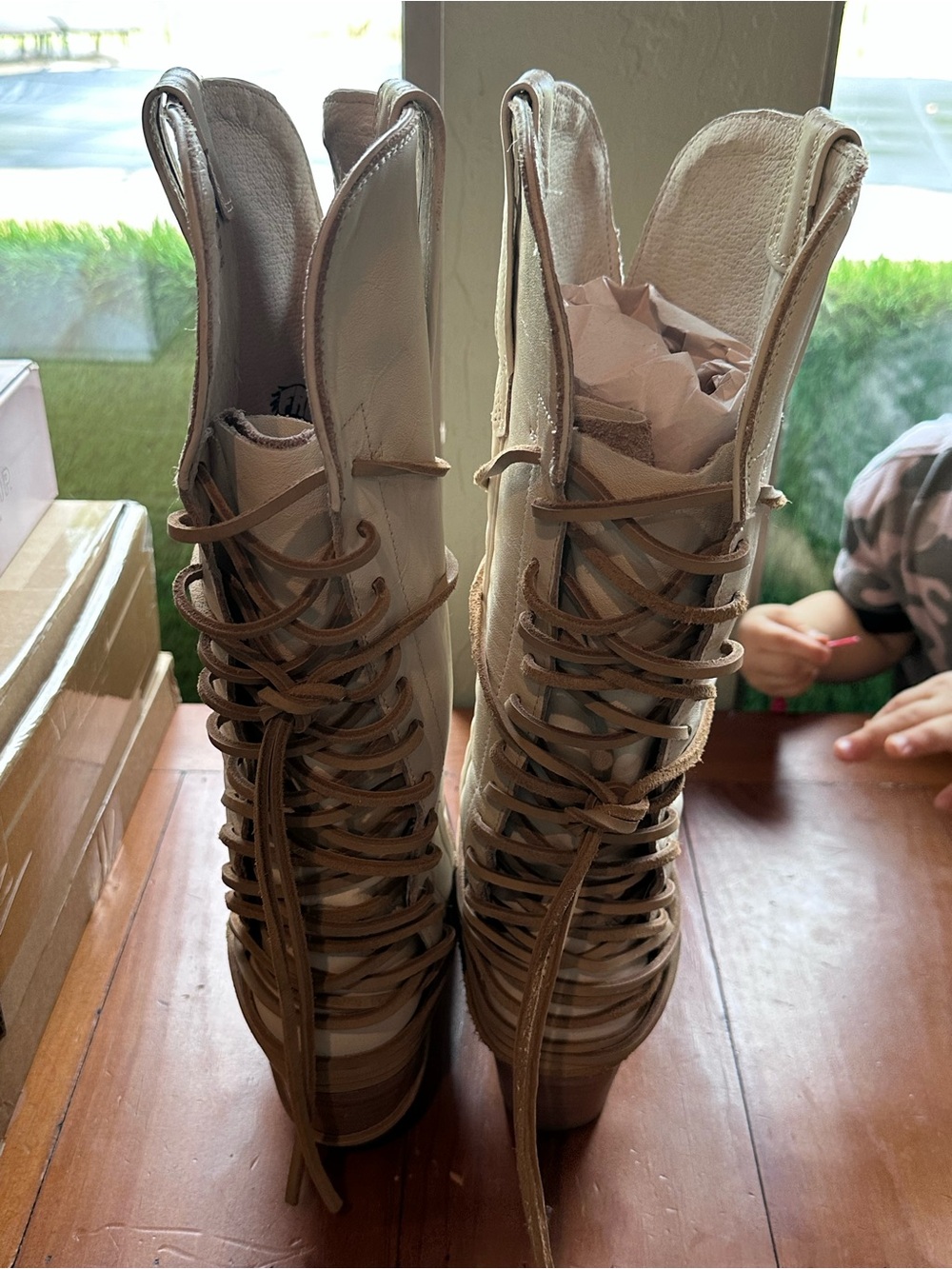 Freebird Wardon Beige Western Lace-Up Cowboy Boots - Picture 3 of 4